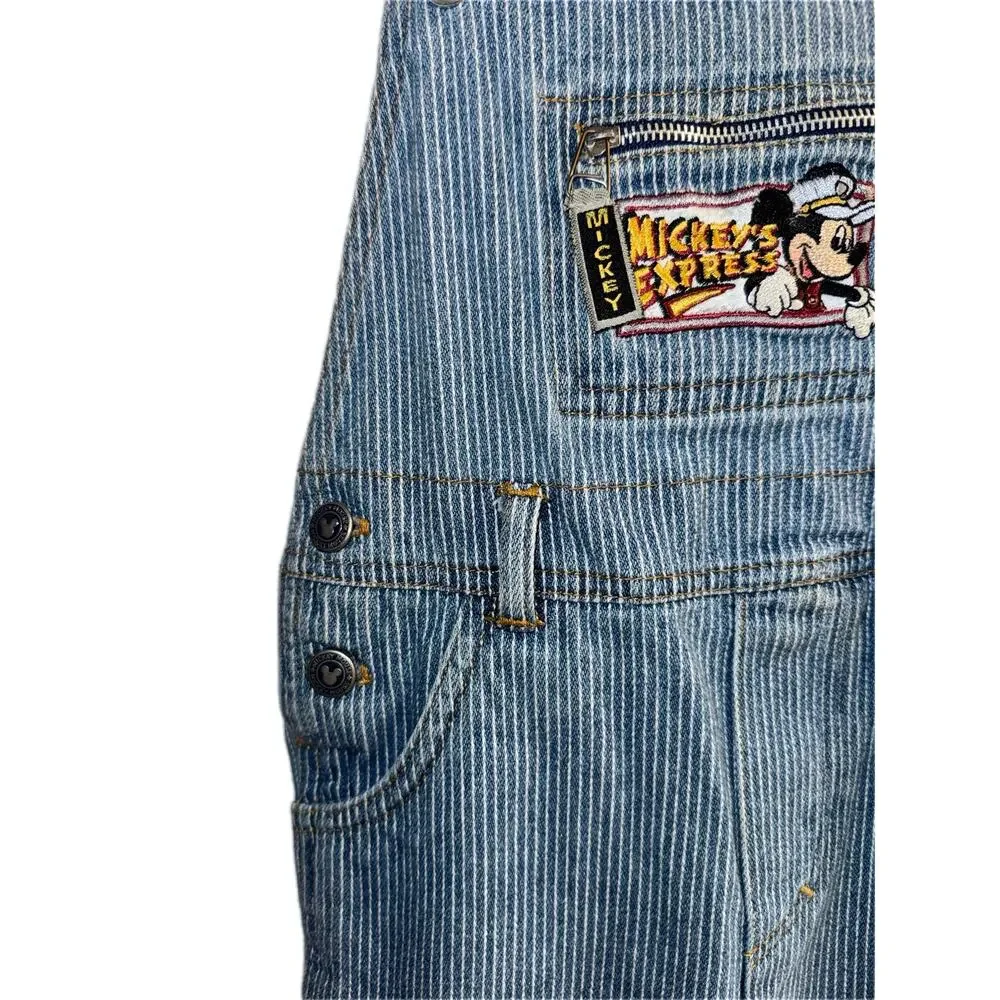 Vintage Disney Mickey's Express railroad stripe denim overalls in size 3T